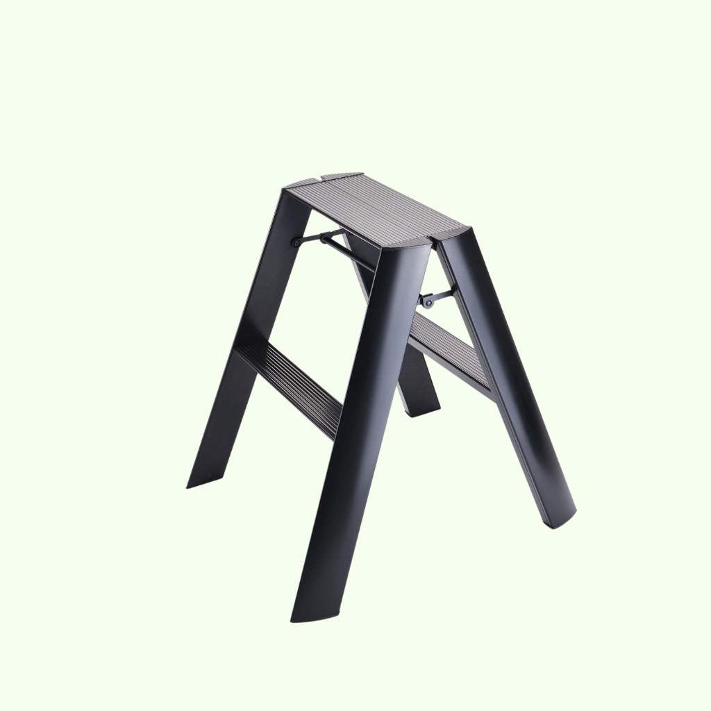 Schwarze Design-Leiter ALVA Duo freigestellt auf hellem Hintergrund