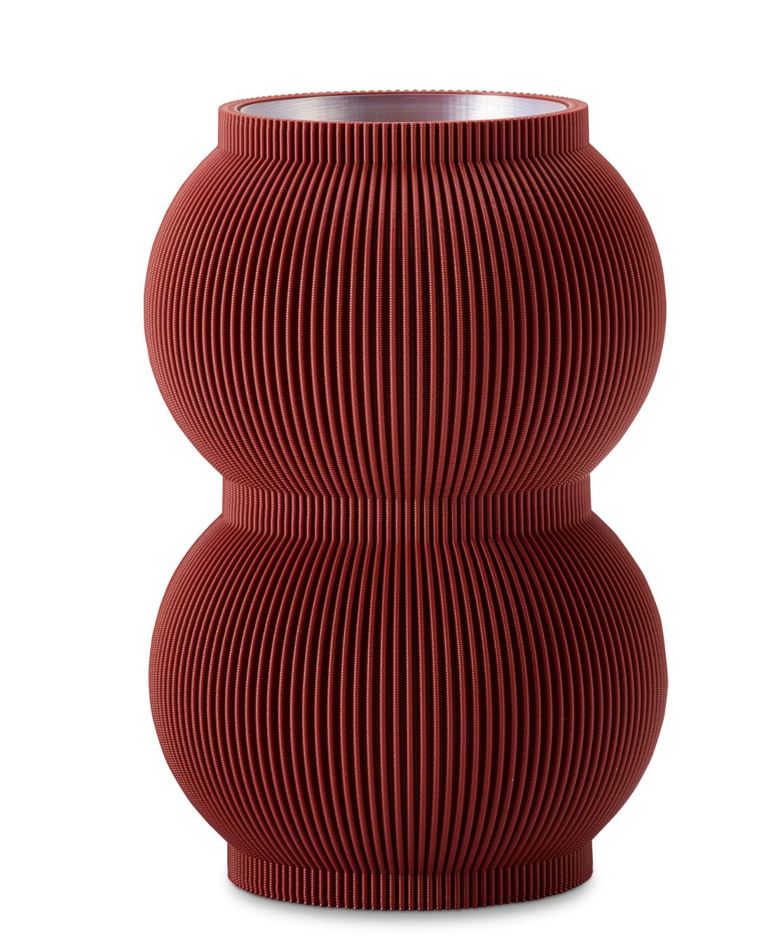 Freigestellte Designvase SHAPE in Lehmrot mit strukturierter Oberfläche