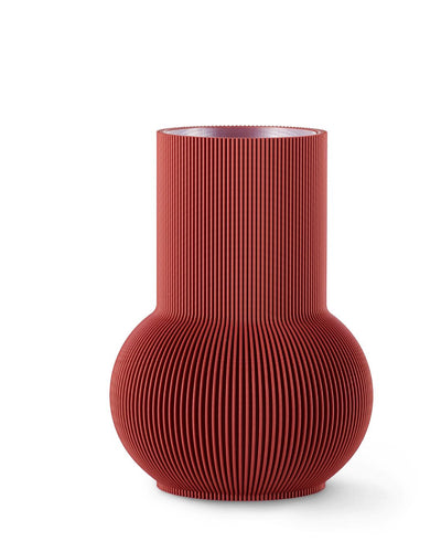 Freigestellte Designvase PURE in Lehmrot mit strukturierter Oberfläche