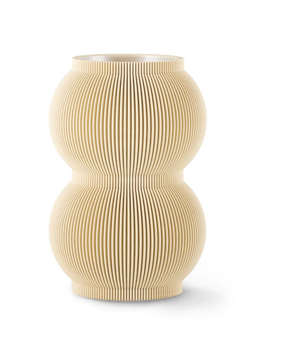 Freigestellte Designvase SHAPE in Beige mit strukturierter Oberfläche