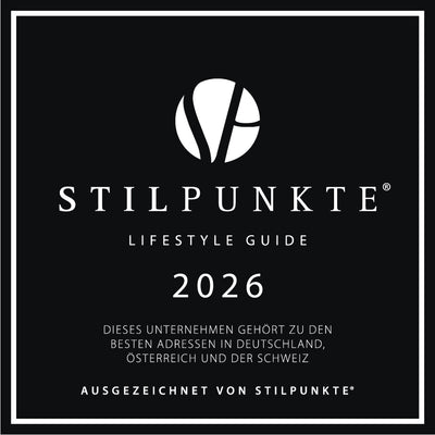 Logo Stilpunkte Auszeichnung schwarz mit weißer Schrift 