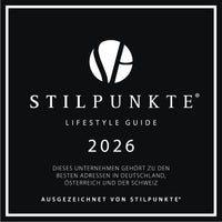 Logo Stilpunkte Auszeichnung schwarz mit weißer Schrift 